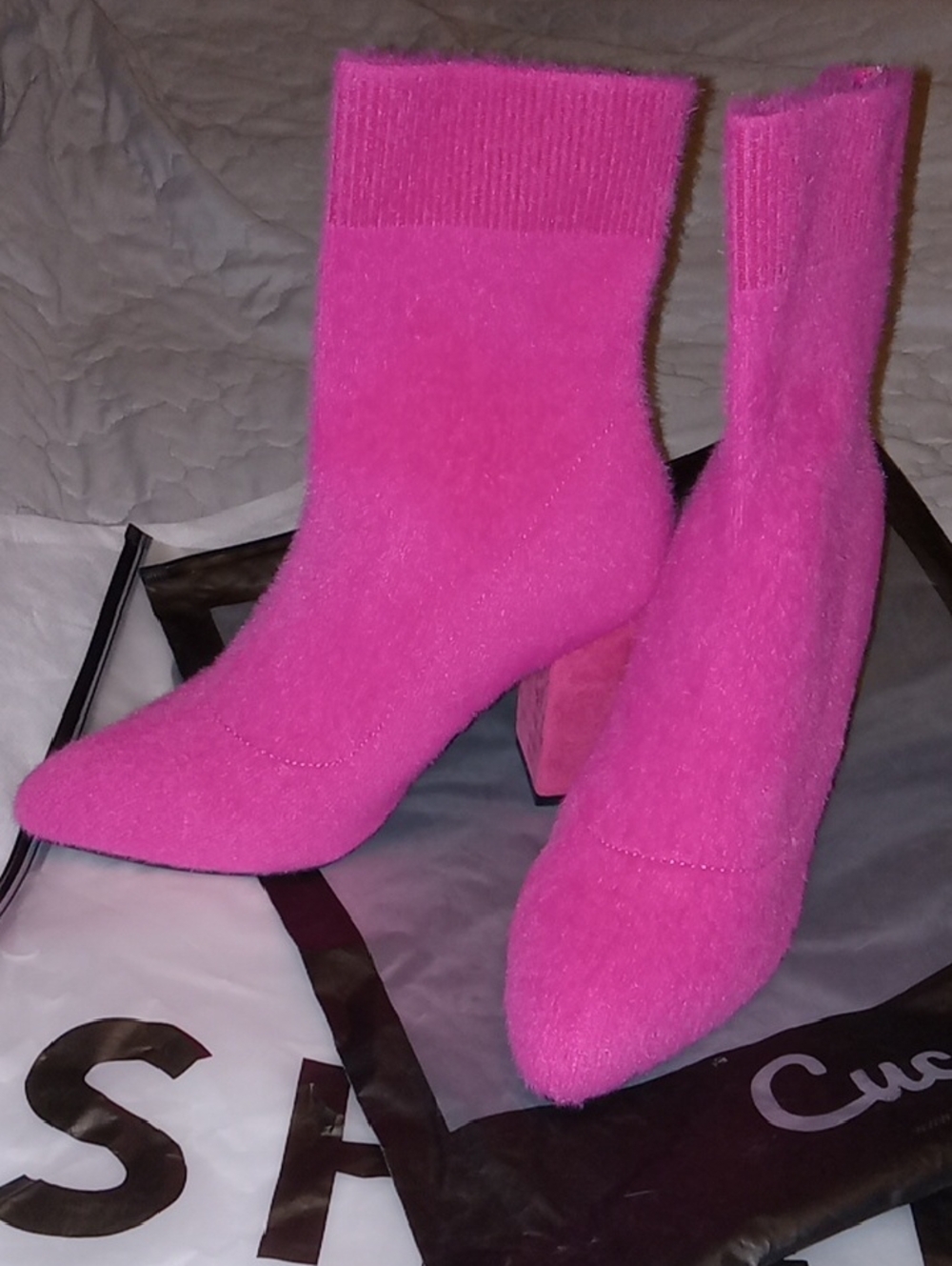 SHEIN Vibrant Hot Pink Sock Ankle Booties